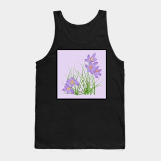 Crocus Flowers on Pale Lavender Tank Top